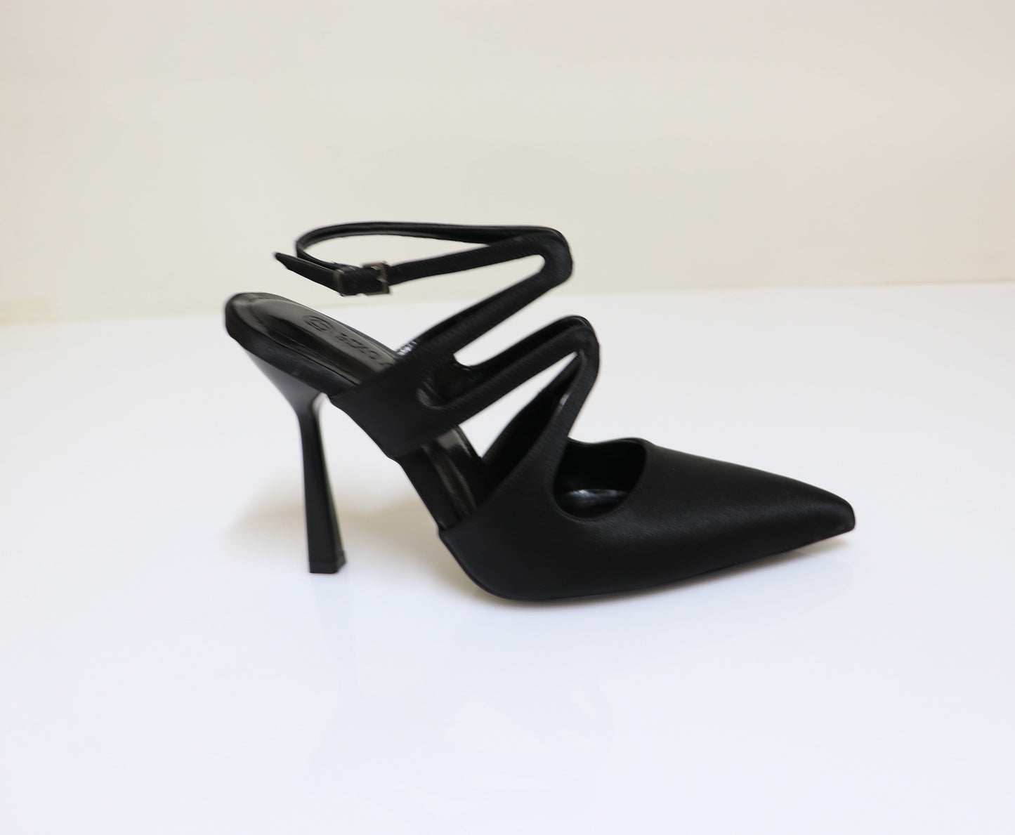 Black Satin Sandal Heels