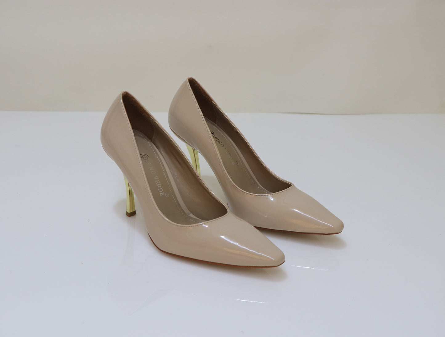 PINO VERDE Gold Heel Stilettos