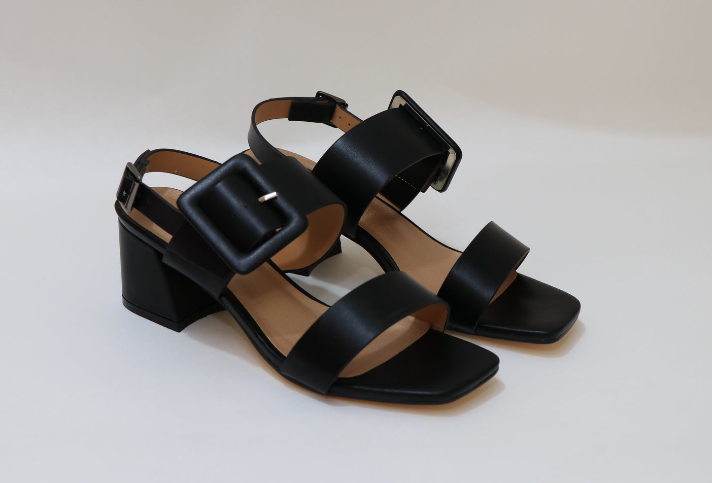 Black Wide Buckle Sandal for Women