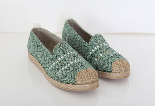 Espadrilles for women in green and crochet details