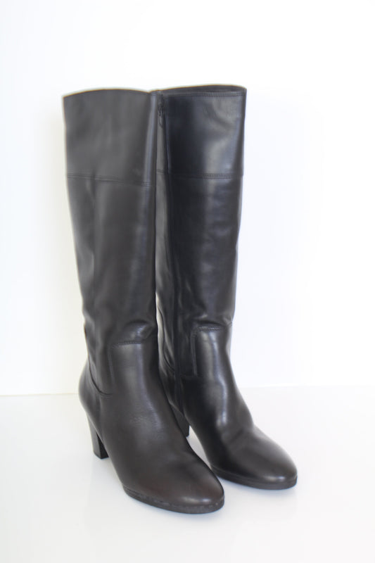 tall Black Boots mid heels for women