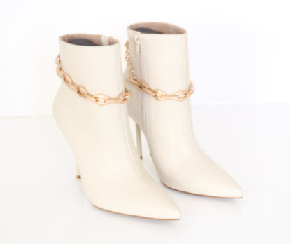 Pino Verde White Thin Heeled Ankle Boots