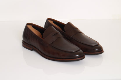 Dark Brown Peen Loafer Shoes for Men
