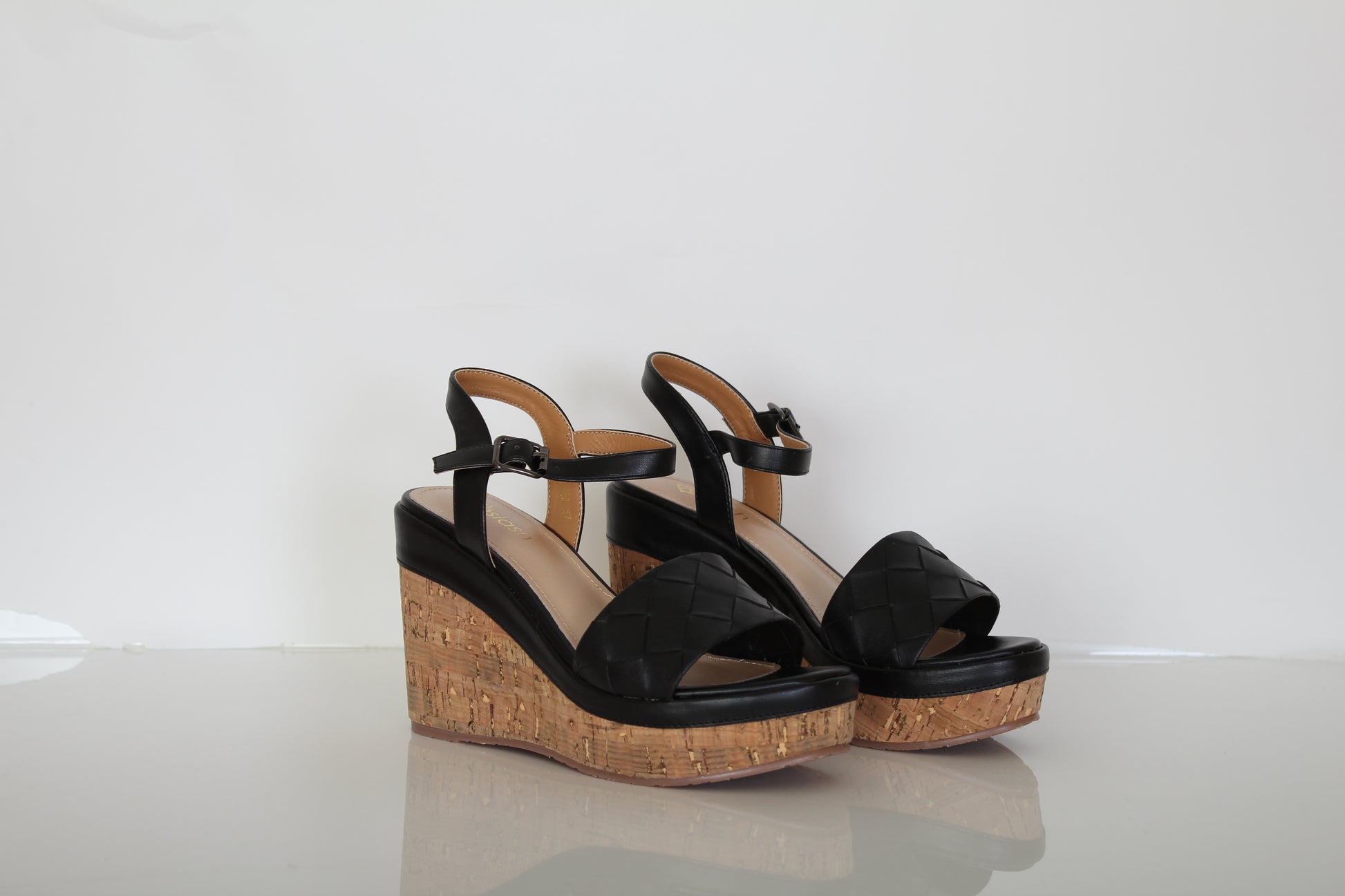 Black High heeled open toe sandals